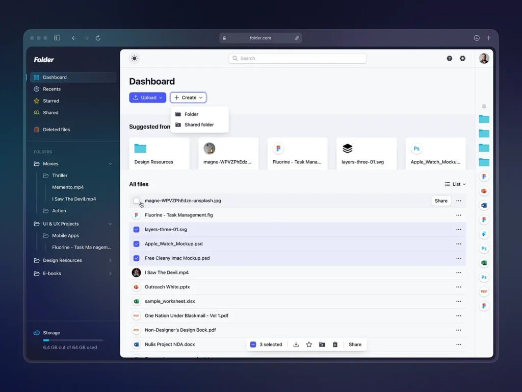 Cloud Storage SaaS Dashboard for Web 3